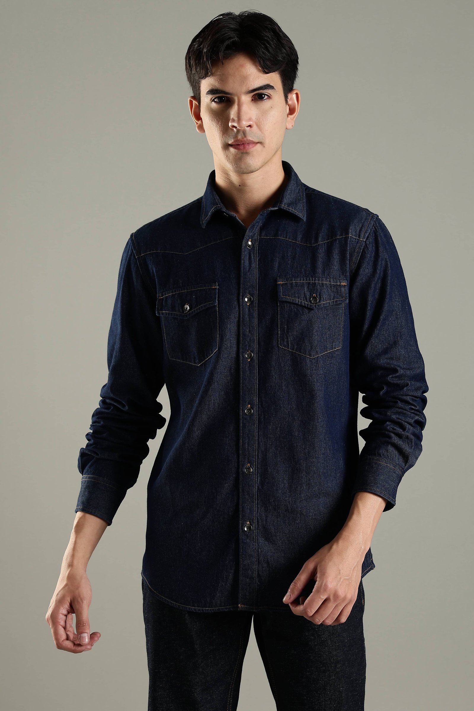 Vintage Denim Shirt – Indigo Blue